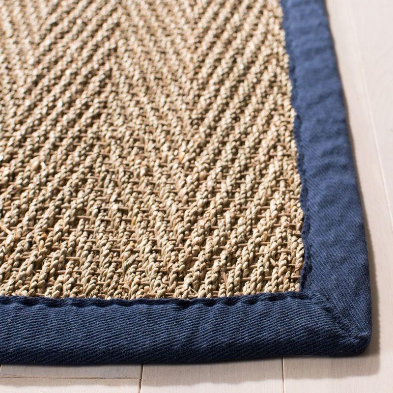 Hand-Knotted Coastal Charm Natural/Blue Wool-Cotton Runner Rug