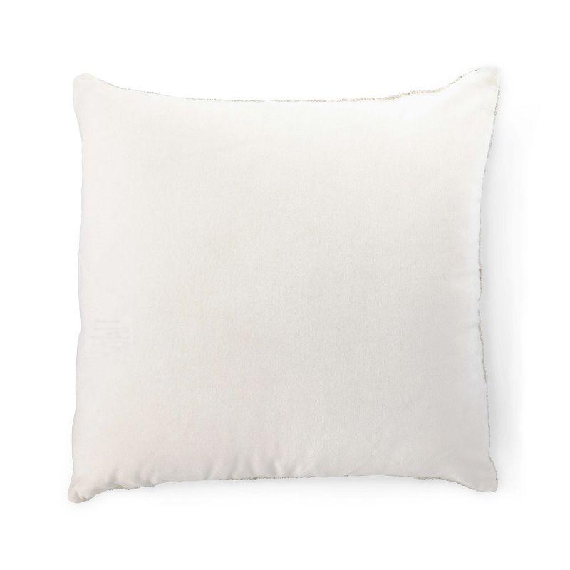 20'' Beige Embroidered Square Accent Pillow