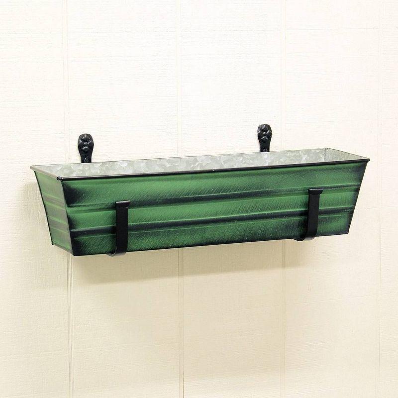 ACHLA Designs 8" x 6" Pair of Wall Mounted Steel Flower Box Brackets Black