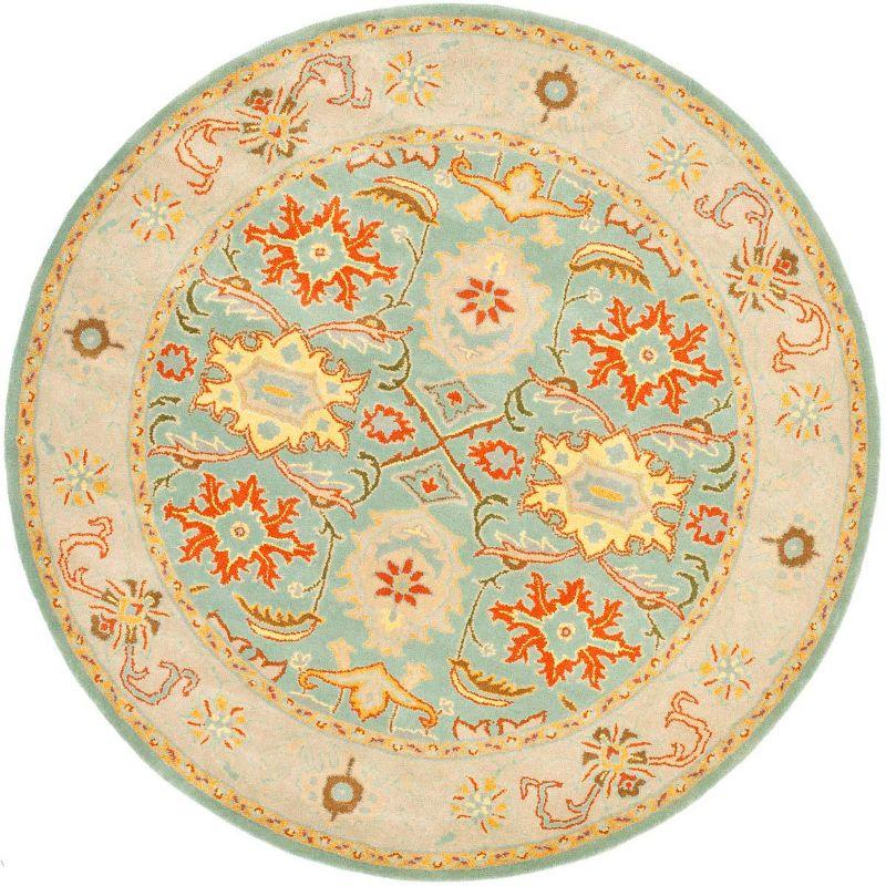 Heritage HG734 Handmade Area Rug - 4' Round - Light Blue/Ivory - Safavieh
