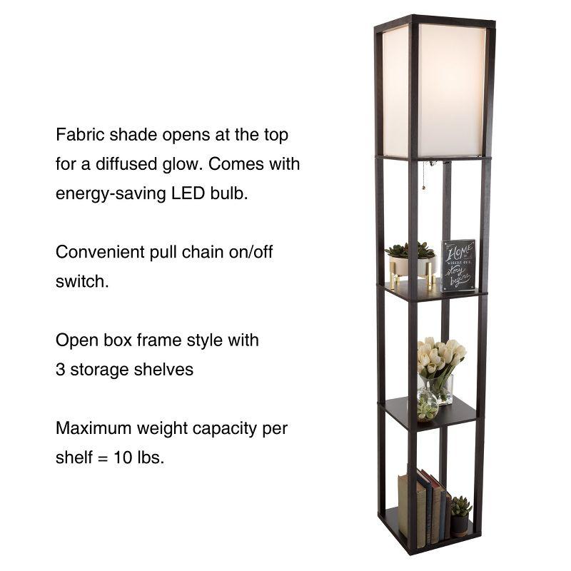 Torchiere Floor Lamp Black/White with 3-Tier Storage Shelves - Lavish Home