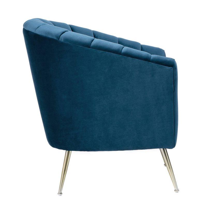 Manhattan Comfort Rosemont Velvet Accent Chair Blue: Upholstered, Semi-Gloss Finish, Wood Frame