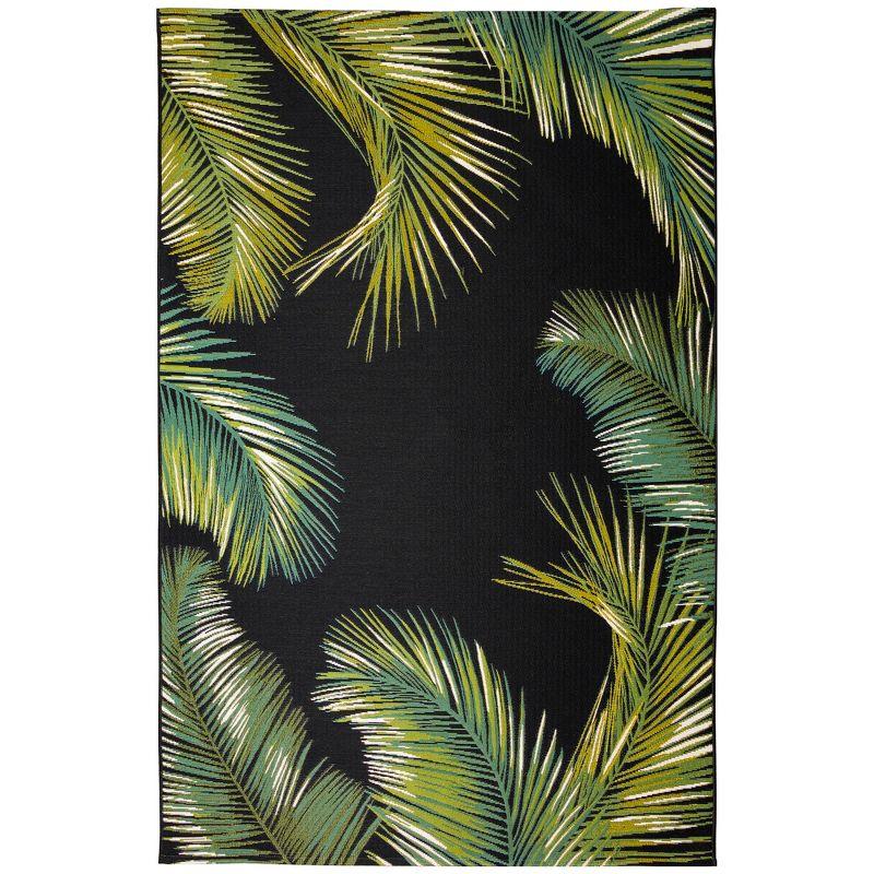 Liora Manne Marina Palm Border Indoor/Outdoor Rug Black 8'10" x 11'9"