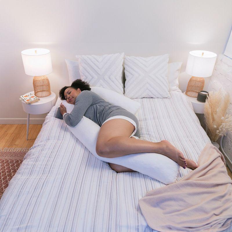 MedCline Therapeutic Full Body Pillow - Pillow for Side Sleepers - Shredded Memory Foam - Medium / Large - 5'2" & Above
