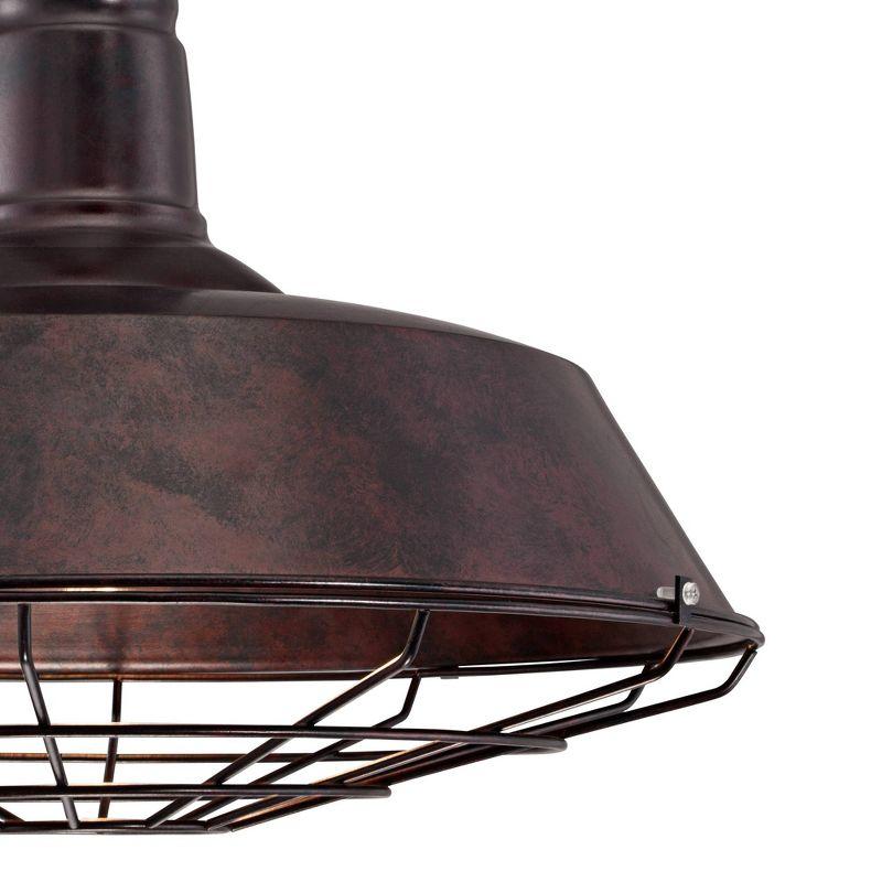 Rust Bronze Farmhouse Industrial Cage Pendant Light