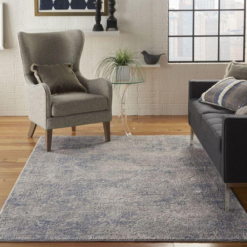 Nourison Rustic Textures Vintage Persian Indoor Area Rug Ivory Light Blue 3'11" x 5'11"