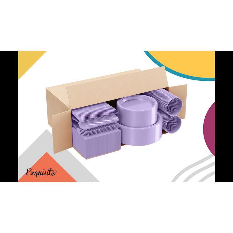 Crown Display 350 Piece Black and Orange Halloween Disposable Plastic Dinnerware party set- Serves 50