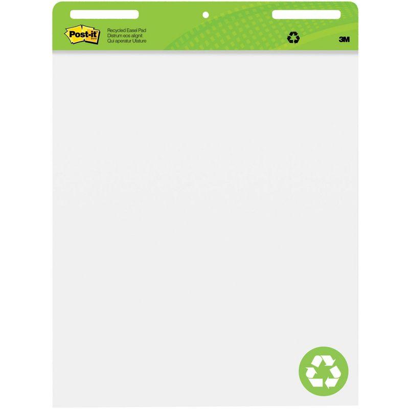 Post-it Self-Stick Unruled Recycled Easel Pads, 25 x 30 Inches, White, 30 Sheets, Pack of 6