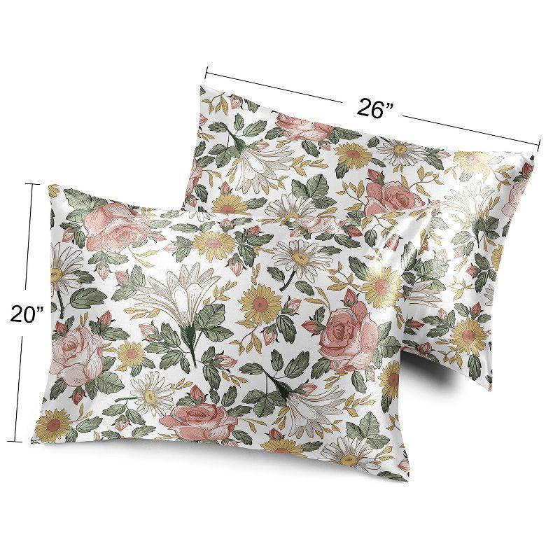 Vintage Floral Decorative Satin Pillowcases - 2 Pack Set by Sweet Jojo Designs