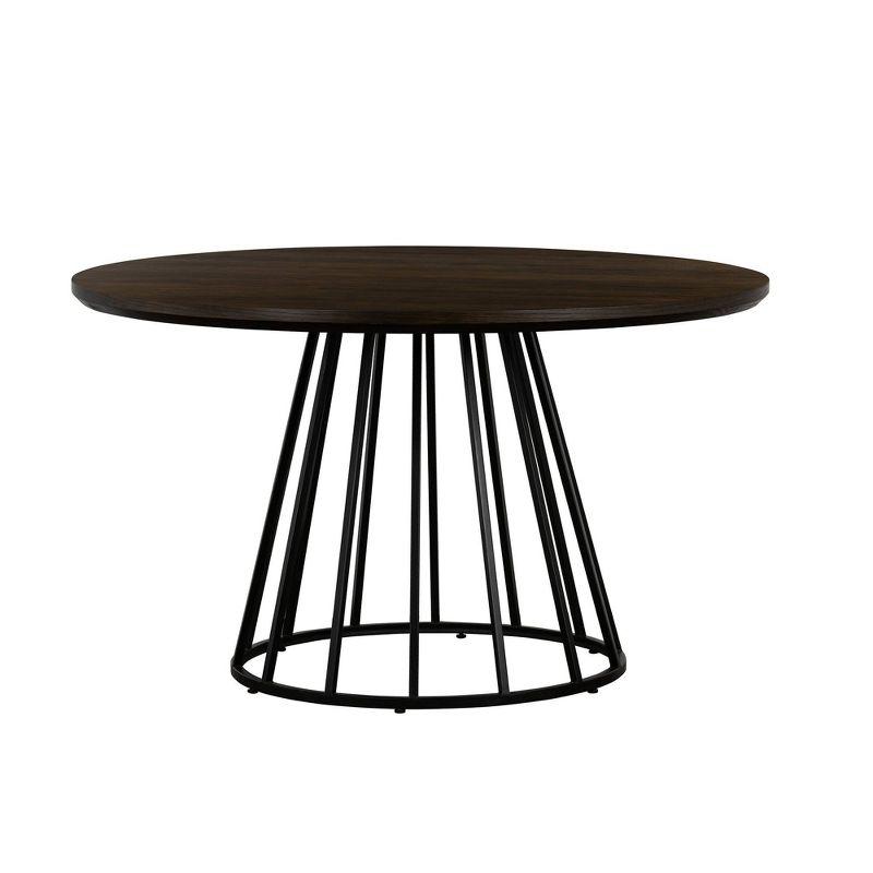 Motion Oak and Metal Round Dining Table Brown - Armen Living: Modern, Seats 4, 51"W