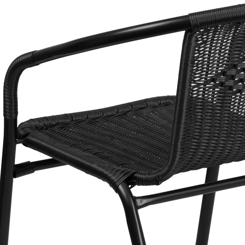 Modern Black Powder-Coated Steel Stackable Outdoor Dining Chair