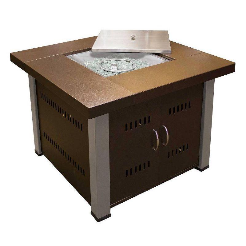 Outdoor Fire Pit in Hammered Bronze & Stainless Steel - AZ Patio Heaters: CSA Approved, 40,000 BTU, Includes Cover