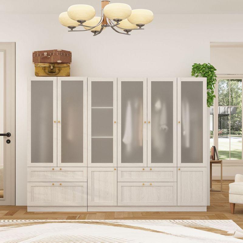 FUFU&GAGA Modern Simple Wardrobe Frosted Glass Door Combination Clothes Storage Cabinet Armoire
