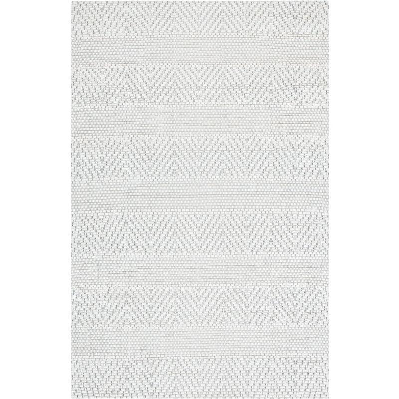 Ivory Flat Woven Handmade Wool and Synthetic Rug, 4' x 6'