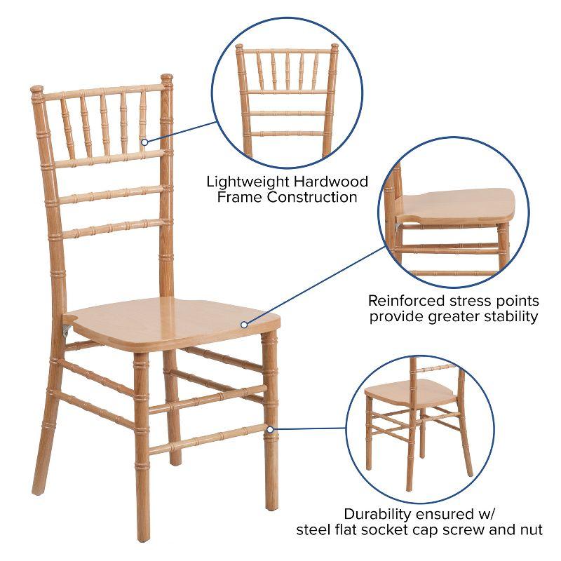 Natural Wood Chiavari Side Chair with Beige Slat Back