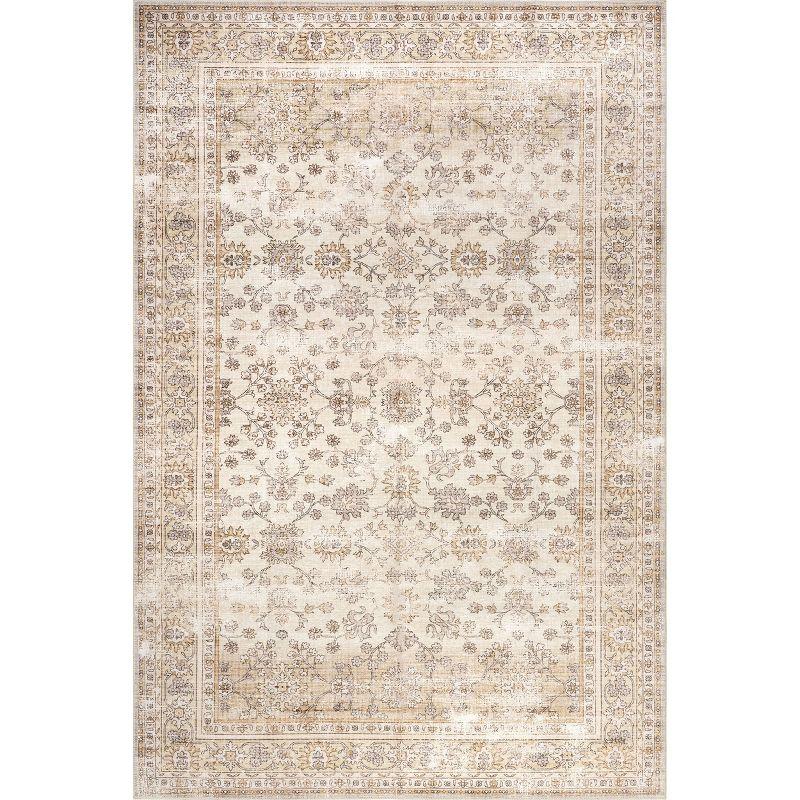 Nuloom Sia SplashGuard Vintage Floral Machine Washable Area Rug, 2' x 3', Sia Beige