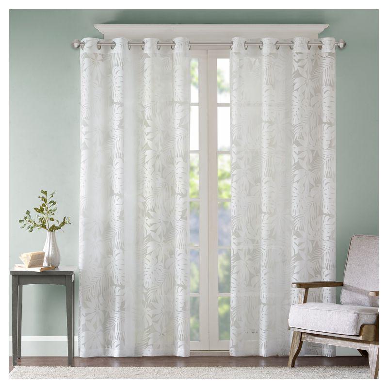 Madison Park Leilani Palm Leaf Burnout Single Window Sheer