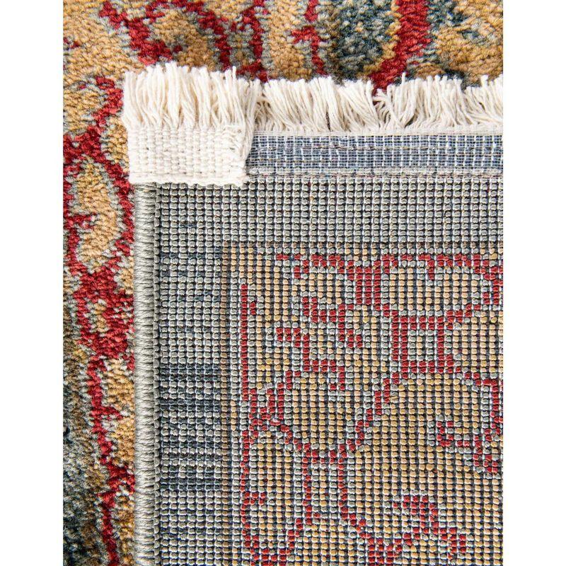 Light Blue and Red Synthetic 6' x 9' Traditional Area Rug