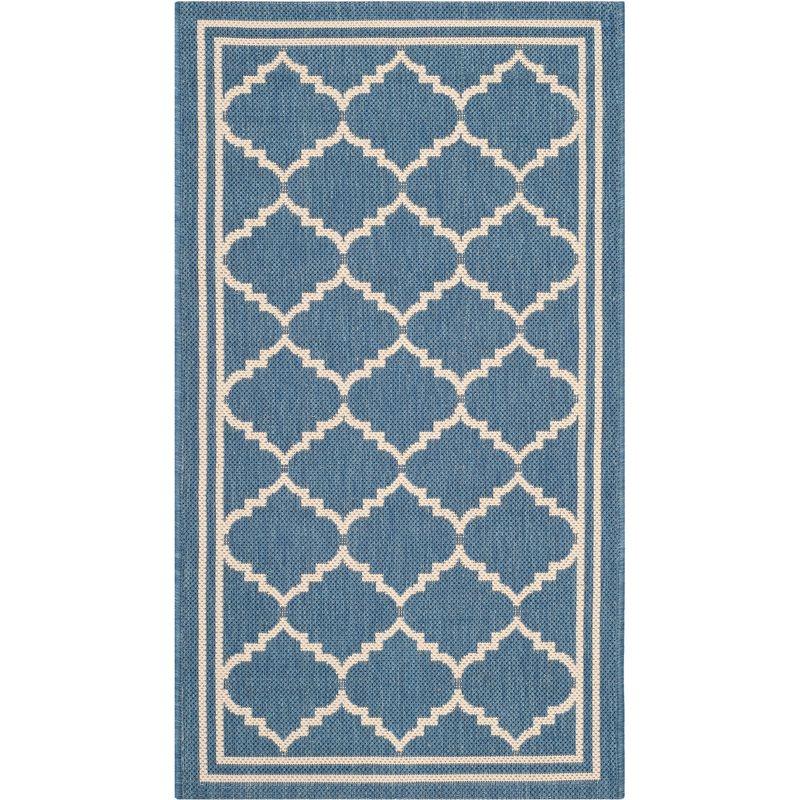 Courtyard CY6889 Power Loomed Indoor and Outdoor Accent Rug - Blue/Beige - 2'x3'7" - Safavieh