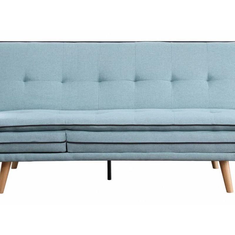 72" Savilla Sectional Sofa Blue Linen/Oak Finish - Acme Furniture: Adjustable, Tufted, with Pillow