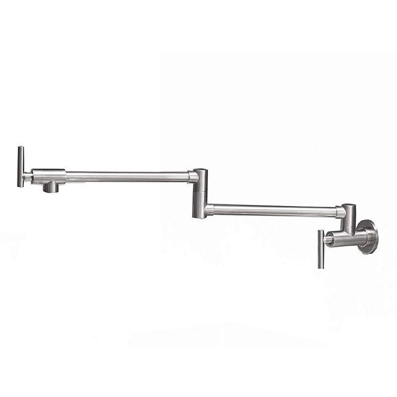 Brushed Nickel Wall-Mounted Double Handle Pot Filler Faucet