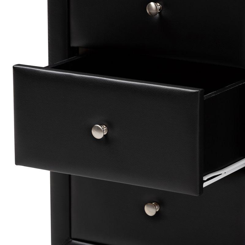 Tessa Faux Leather Upholstered 3 Drawer Nightstand Black - Baxton Studio