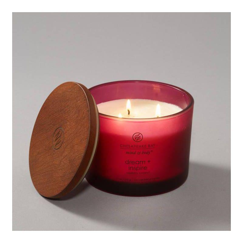 Frosted Glass Dream + Inspire Lidded Jar Candle Burgundy - Mind & Body by Chesapeake Bay Candle