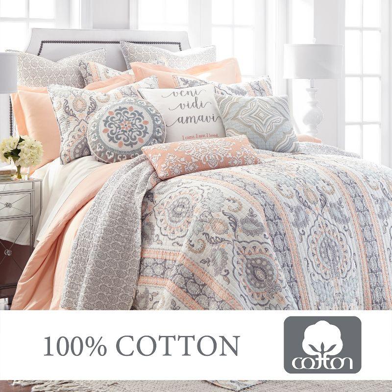 Coral Reef Inspired Full/Queen Cotton Quilt Set in Grey - Reversible Design