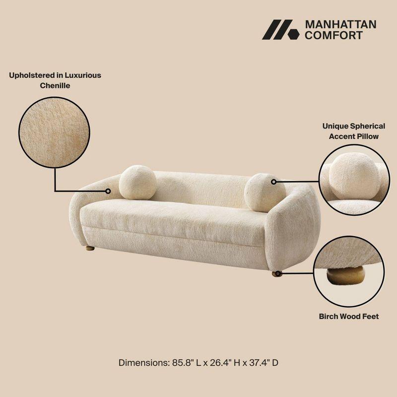 Manhattan Comfort 85.8" Tribeca Modern Chenille Upholstered Sofa Cream