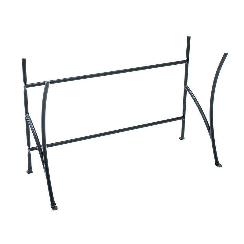 22" Stylish Trestle Indoor Outdoor Steel and Iron Plant Stand Black Powder Coat Finish - Achla Designs: Galvanized Tray, No Assembly Required