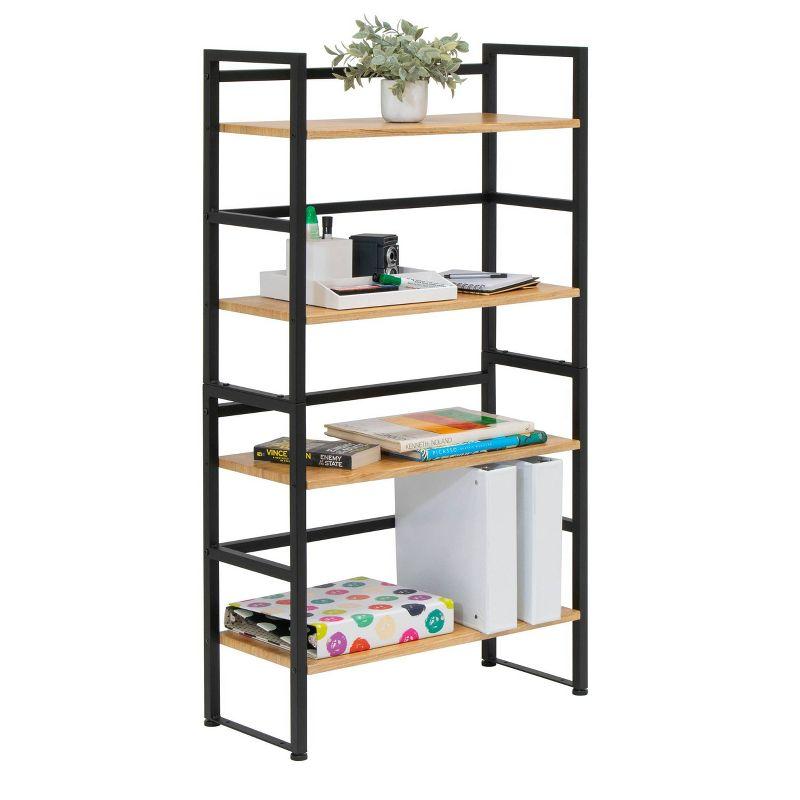 47.5" 4 Shelf or 2 Shelf Stackable Bookshelf Graphite Black/Ashwood - Calico Designs: Modern Metal Frame, Novelty Design