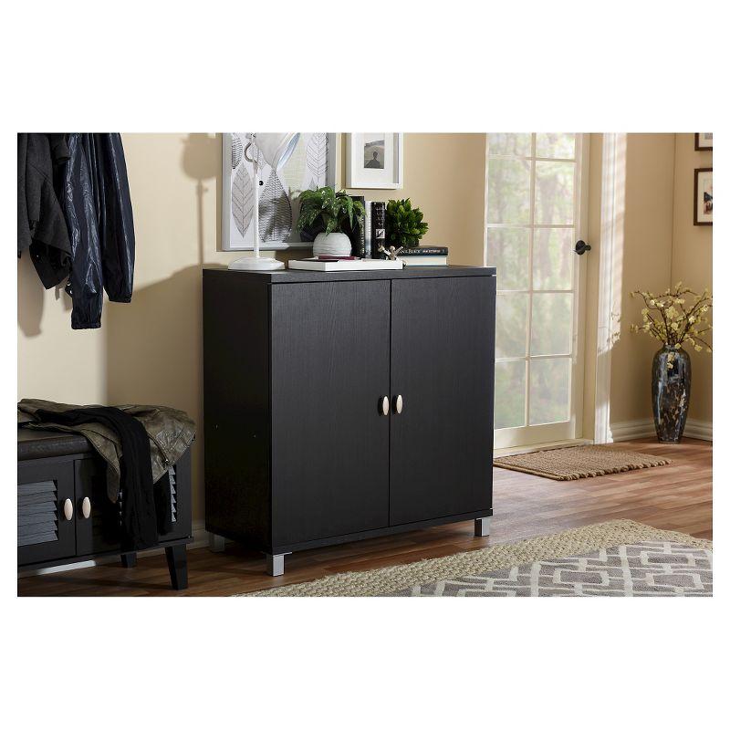 Baxton Studio Marcy Modern and Contemporary Wood Entryway Storage Sideboard Cabinet - Dark Brown: Fixed Shelves, Wood Composite