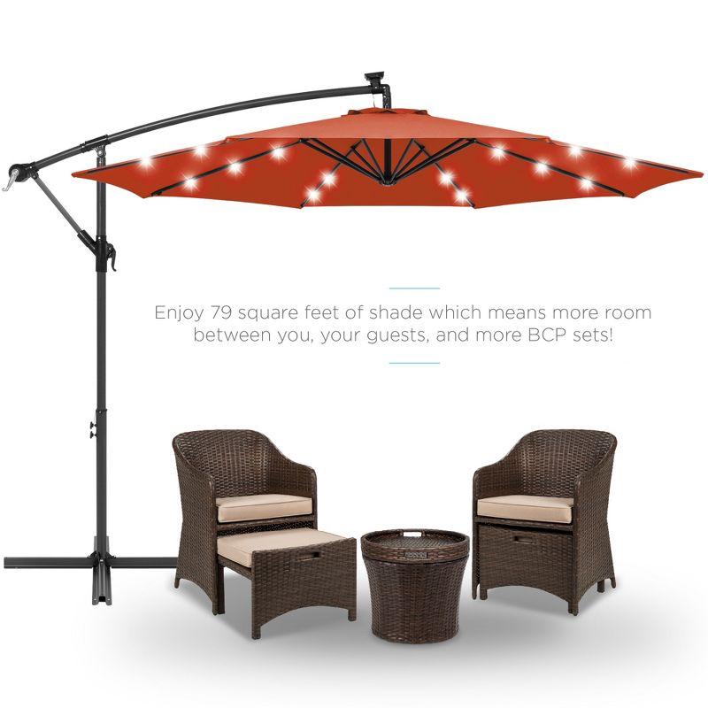 Best Choice Products 10ft Solar LED Offset Hanging Outdoor Market Patio Umbrella w/ Adjustable Tilt - Rust