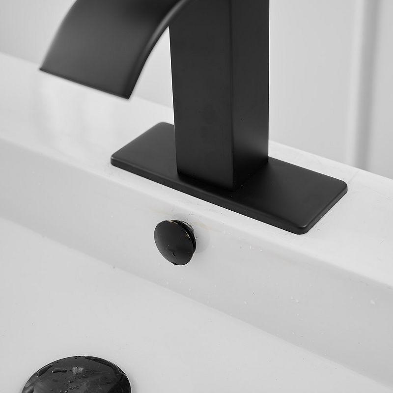 BWE Waterfall Single Handle Single Hole Low-Arc Bath Faucet Bathroom Drip-Free Vanity Sink Faucet