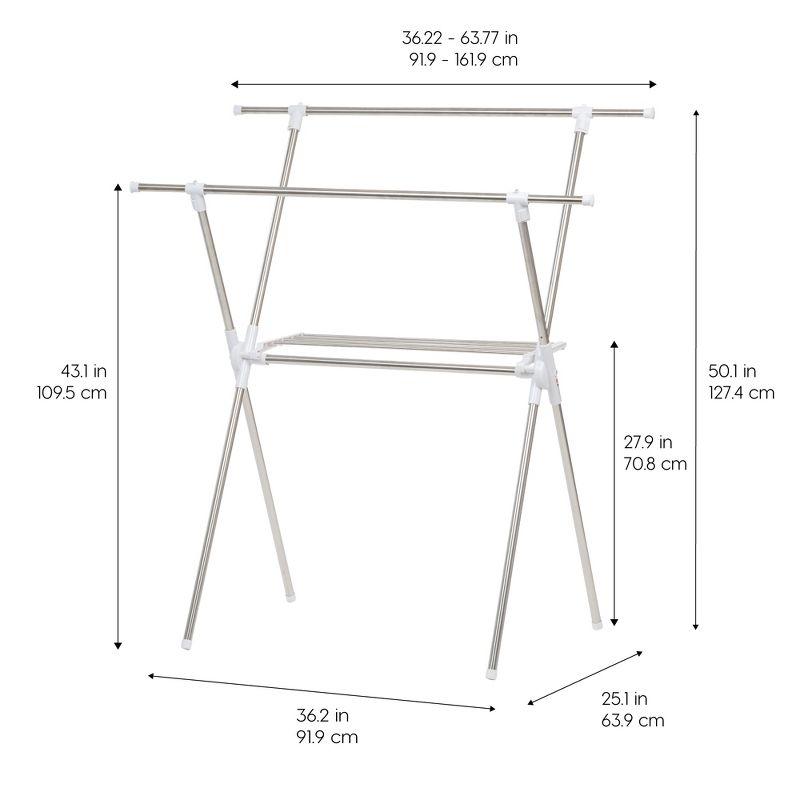 IRIS USA Foldable Clothes Drying Rack with Extendable Rods for Large Laundry Loads