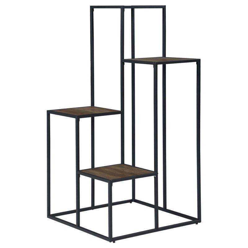 Coaster 50" Rito Industrial 4 Tier Display Shelf Rustic Brown/Black
