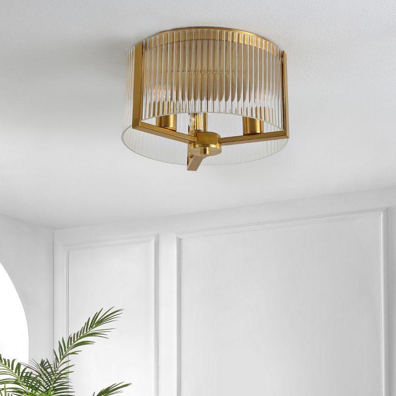 Jetra 3 Light 12.5" Flush Mount - Brass - Safavieh.