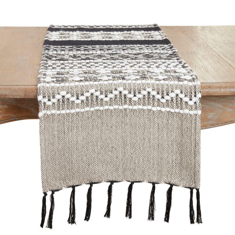 Boho-Chic Multi-Pattern Fringed Cotton Table Runner