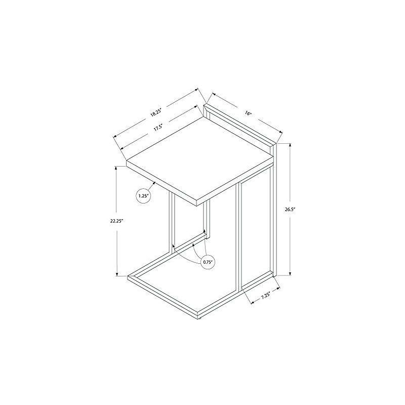 Monarch Specialties Accent Table C-Shaped End Side Snack Living Room Bedroom Metal Laminate Grey Chrome Contemporary Modern