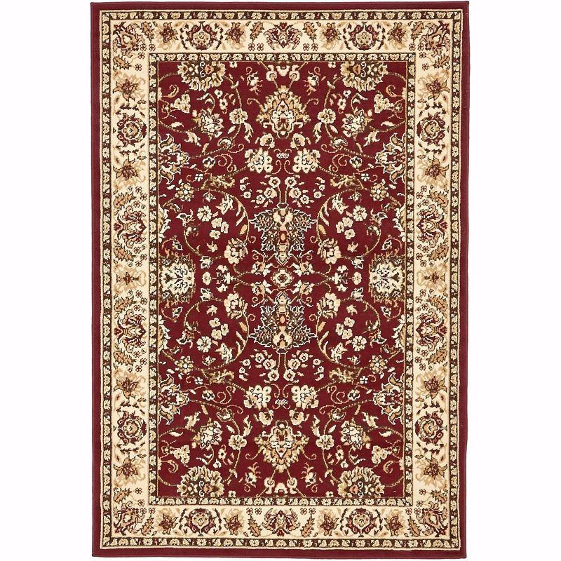 Burgundy and Ivory Rectangular Synthetic 4' x 6' Reversible Rug