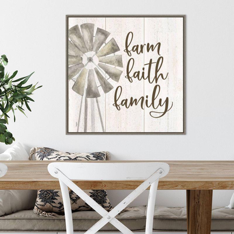 22" x 22" Farm Life III Farm Faith Family by Tara Reed: Inspirational Canvas - Amanti Art