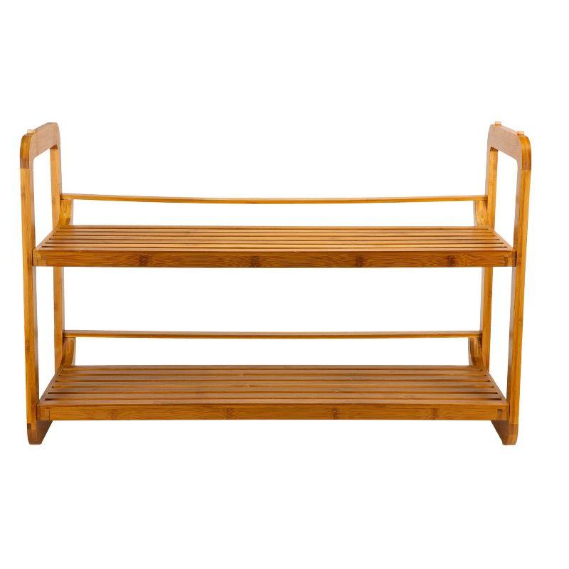 Caramel Bamboo 2-Tier Stackable Shoe Rack