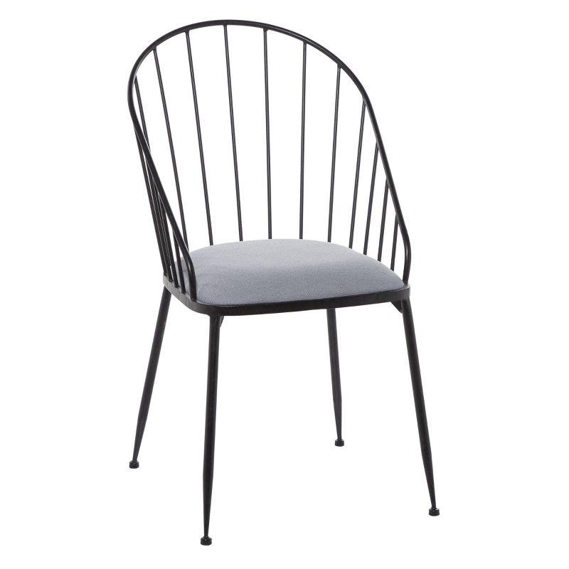 Marlowe Upholstered Metal Windsor Back Side Chair in Black