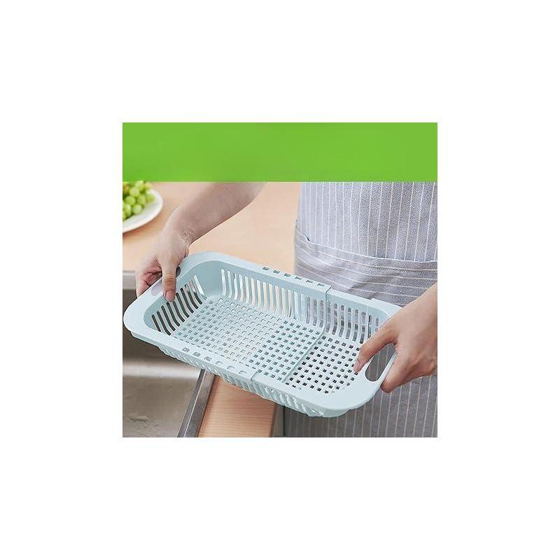 Nourished Essentials Over The Sink Strainer Colander Expands from 14 to 19 inches, Blue