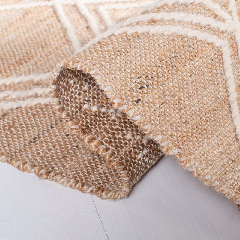 Ivory and Beige Handmade Flat Woven Wool Runner Rug