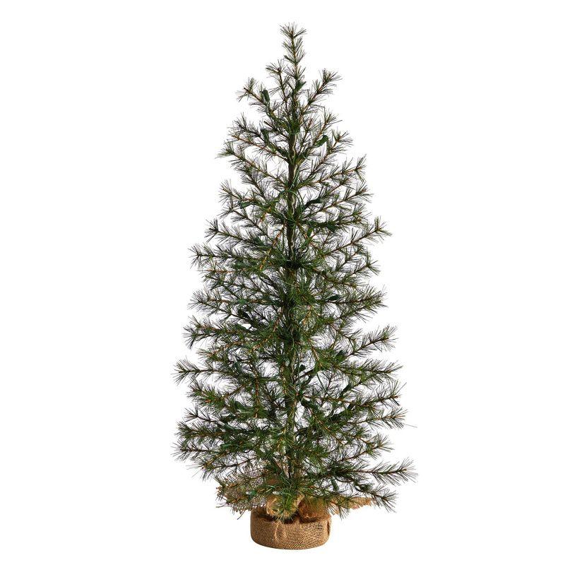 Nearly Natural 3-ft Artificial Christmas Tree with 50 Clear LED Lights Set in a Burlap Base