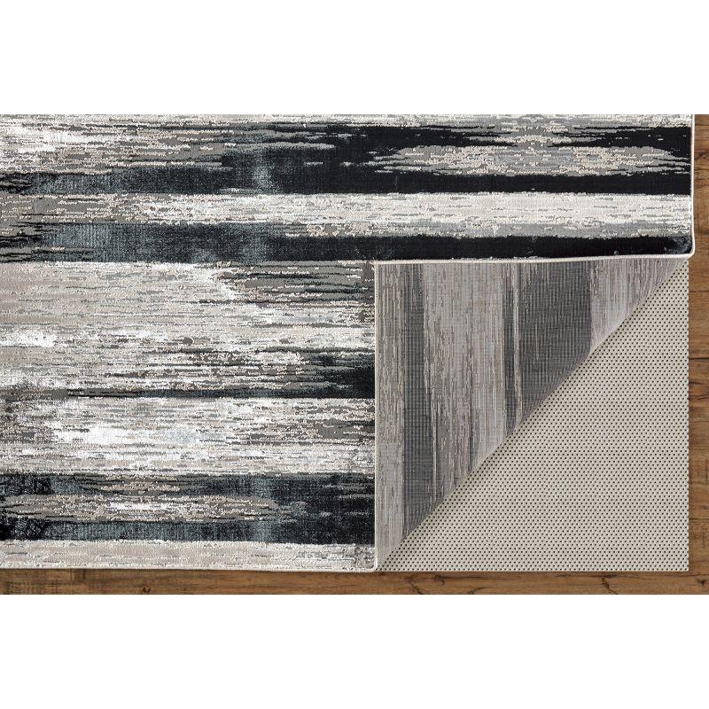 Micah Modern Abstract Black/Silver/Gray Area Rug