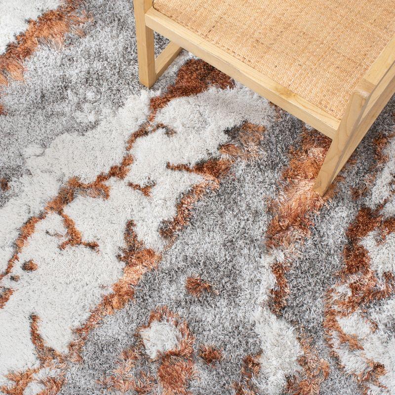 Horizon Shag 800 HZN890 Machine Made Accent Rug - 3'x3' - Grey/Rust - Safavieh