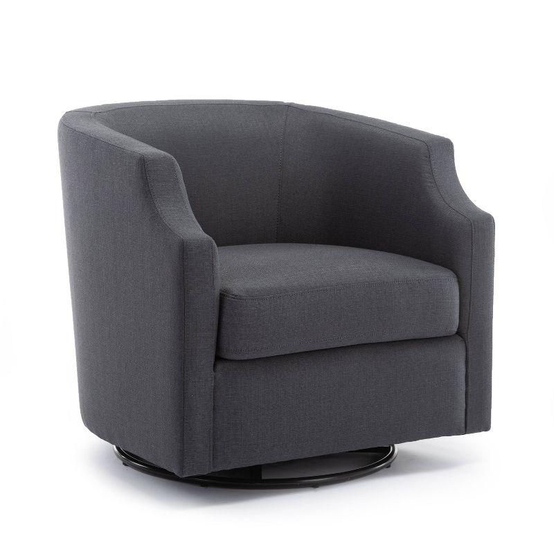 Infinity Ashen Gray Polyester Swivel Barrel Accent Chair