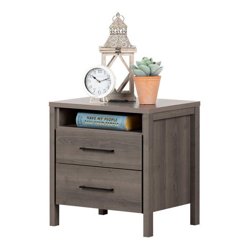 Modern Gray Maple 2-Drawer Laminate Chest with Metal Handles